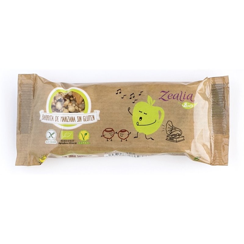 BARRITA DE MANZANA Y AVELLANA SIN GLUTEN 20X35 GR DE ZEALIA