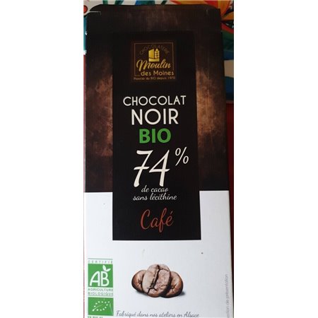CHOCOLATE NEGRO 74% CON CAFE 100 GR BIO DE MOULIN DES MOINES