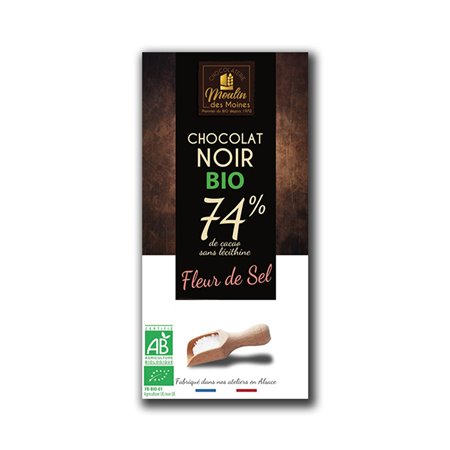 CHOCOLATE NEGRO 74% CON FLOR DE SAL 100 GR BIO DE MOULIN DES MOINES
