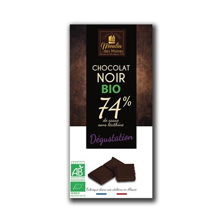 CHOCOLATE NEGRO 74% CACAO 100 GR BIO DE MOULIN DES MOINES