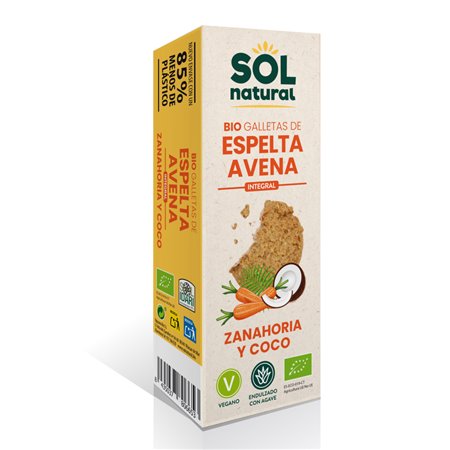 GALLETA DE AVENA ESPELTA ZANAHORIA Y COCO BIO 175 GR DE SOLNATURAL