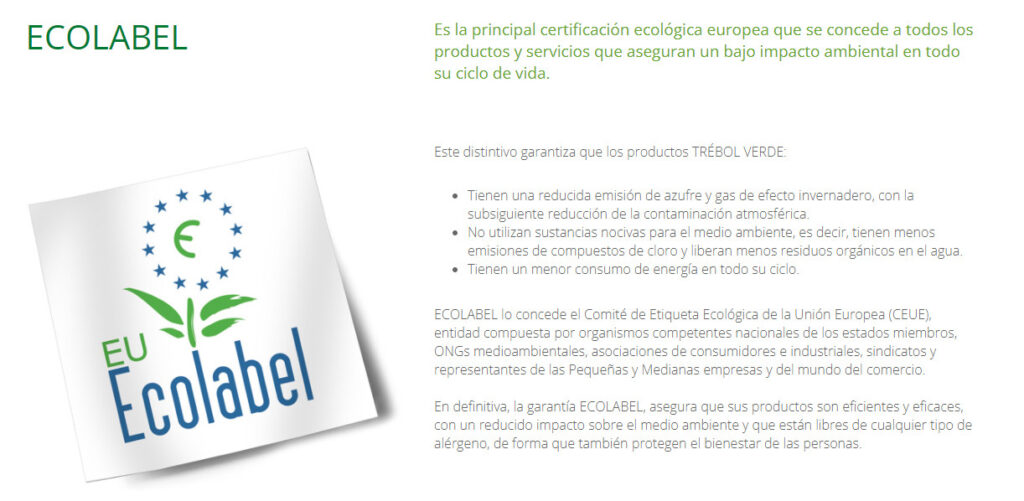 Trébol Verde Garantía Ecolabel